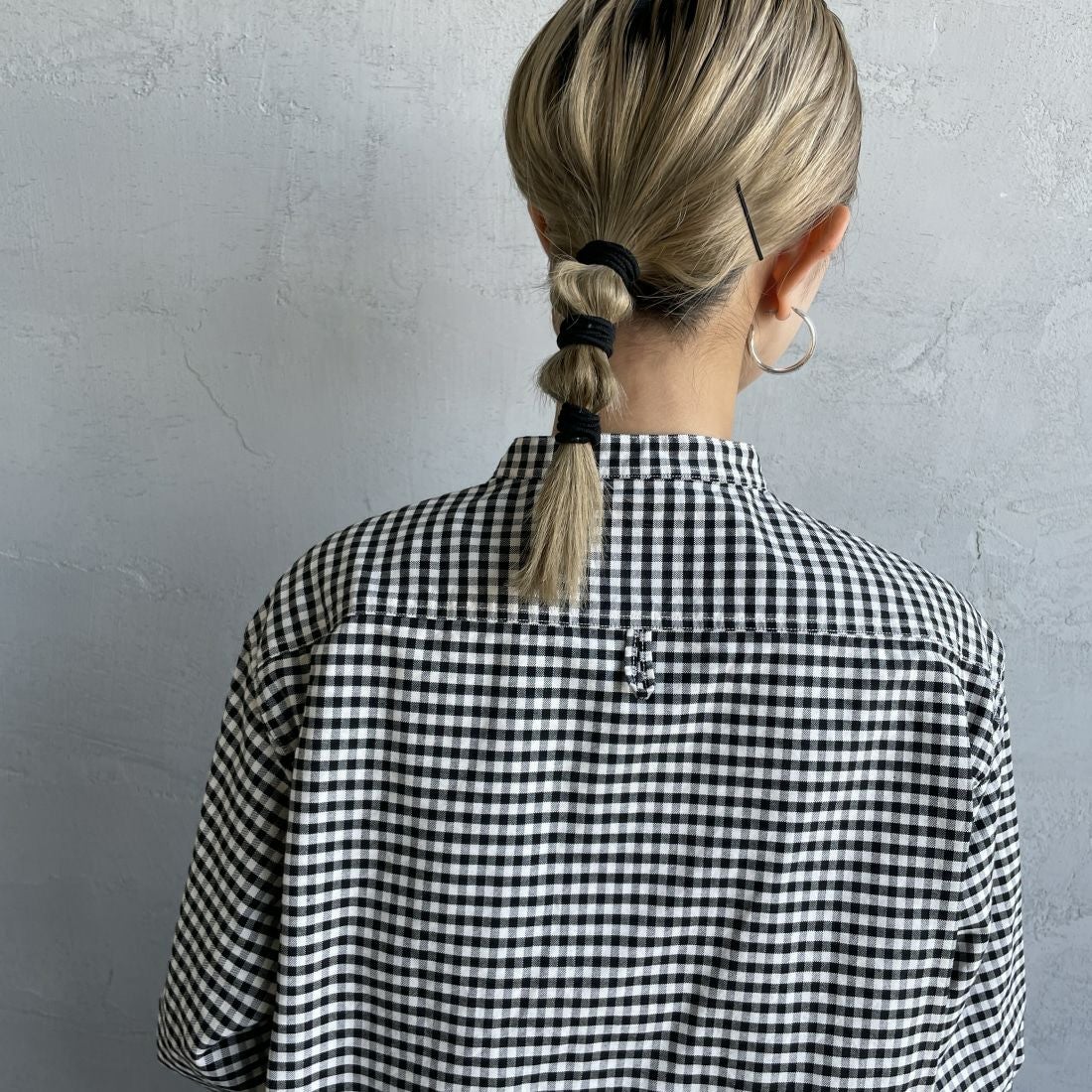 DANTON [ダントン] バンドカラーシャツ [DT-B0279OXP] BLK/ECR GN &&モデル身長：150cm 着用サイズ：34&&