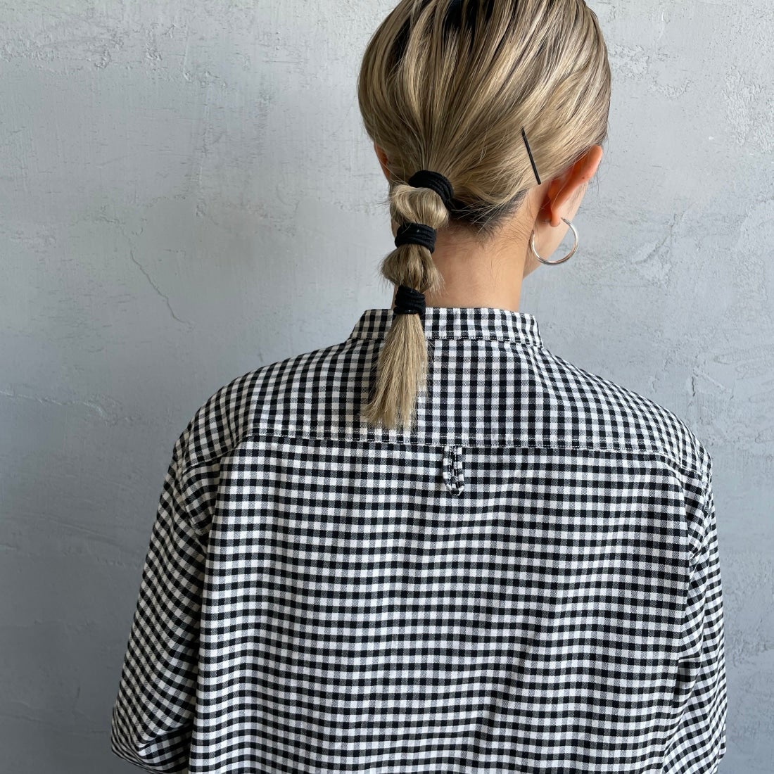 DANTON [ダントン] バンドカラーシャツ [DT-B0279OXP] BLK/ECR GN &&モデル身長：150cm 着用サイズ：34&&