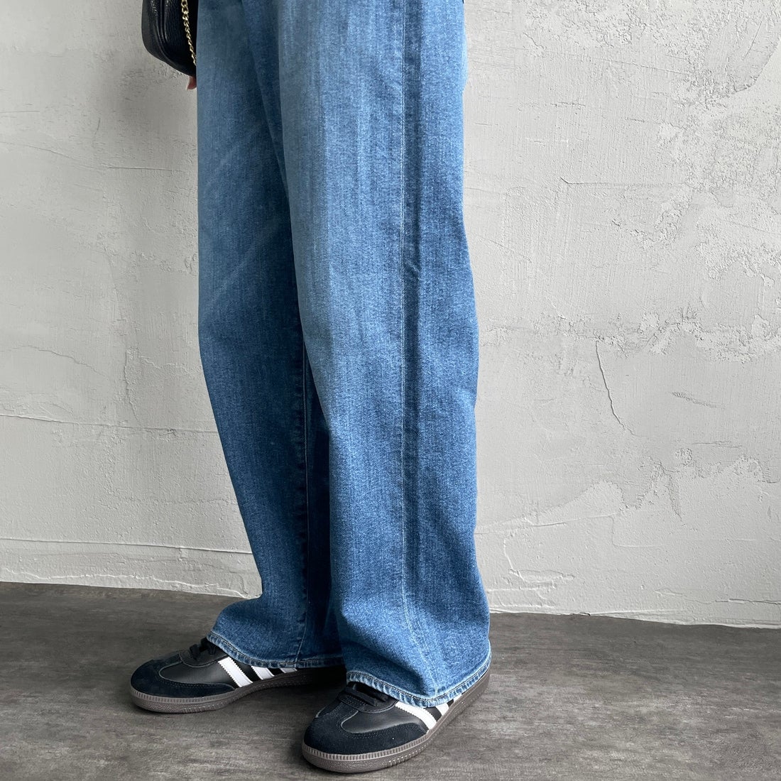 Urvin [アーヴィン] 別注 MARION JEANS ハイウエストストレートデニム [JUAG4400NB-JF] MID USED &&モデル身長：156cm 着用サイズ：22&&