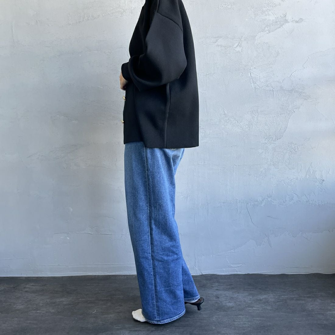 Urvin [アーヴィン] 別注 MARION JEANS ハイウエストストレートデニム [JUAG4400NB-JF] MID USED &&モデル身長：163cm 着用サイズ：25&&