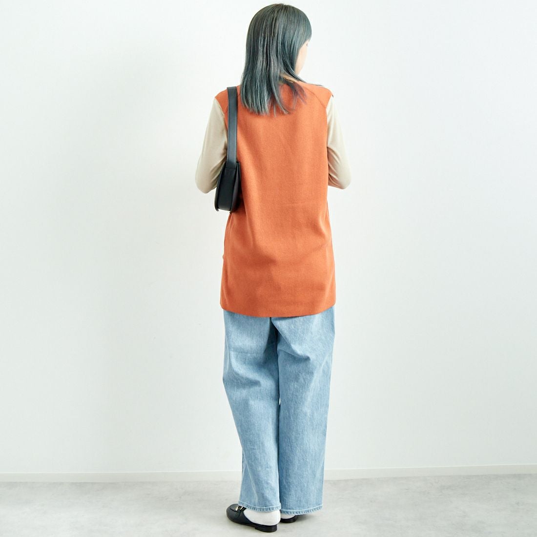 Jf Ready Made [ジェイエフレディメイド] ソウバリニットプルオーバーベスト [3004202] 202 ｵﾚﾝｼﾞ &&モデル身長：167cm 着用サイズ：F&&