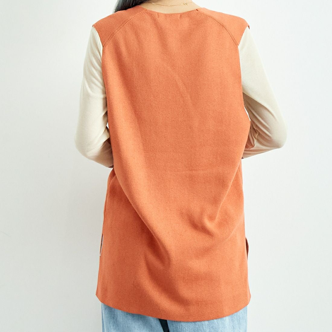 Jf Ready Made [ジェイエフレディメイド] ソウバリニットプルオーバーベスト [3004202] 202 ｵﾚﾝｼﾞ &&モデル身長：167cm 着用サイズ：F&&