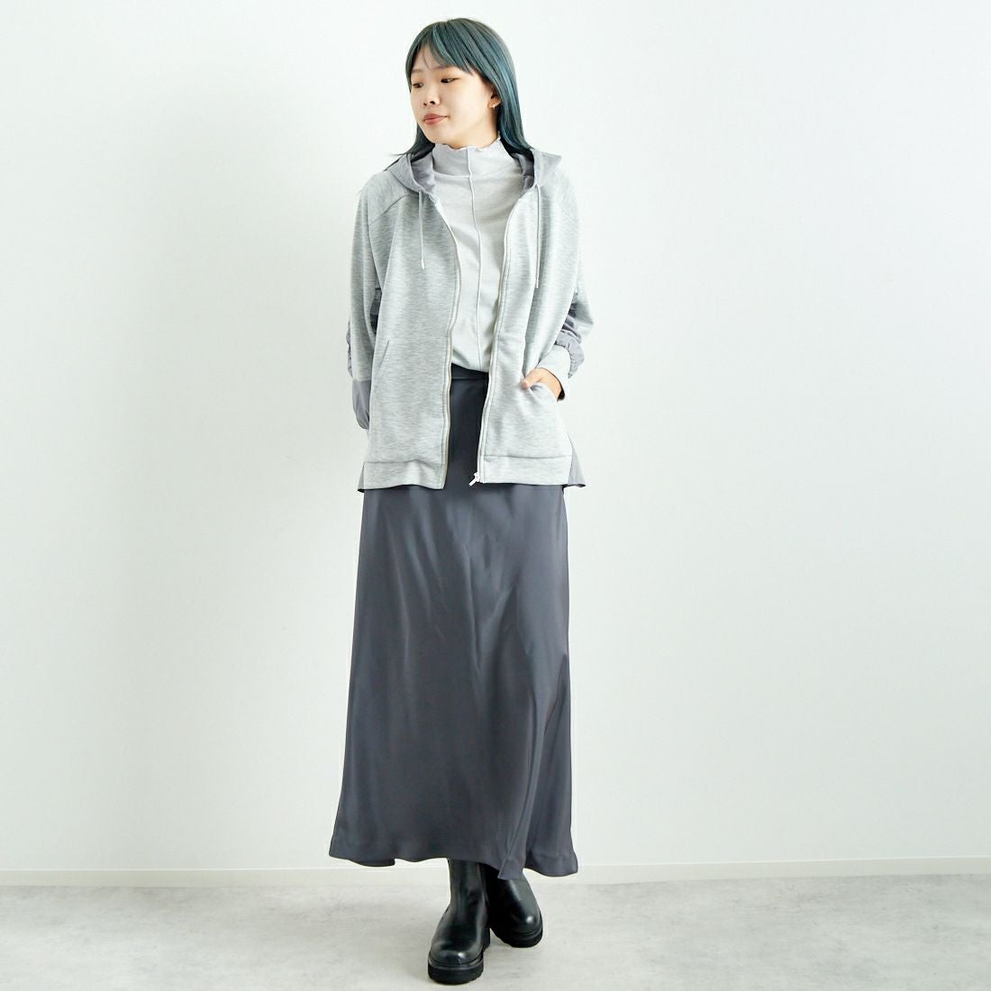 Jeans Factory Clothes [ジーンズファクトリークローズ] サテンマーメイドスカート [21243051] 003 ﾁｬｺｰﾙ &&モデル身長：167cm 着用サイズ：F&&