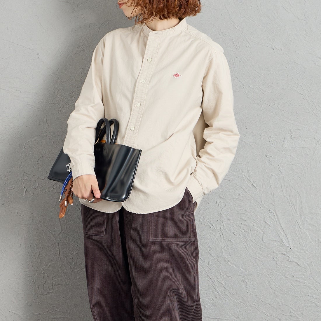 DANTON [ダントン] オックスフォード バンドカラーシャツ [DT-B0279SOX] OYSTER &&モデル身長：158cm 着用サイズ：36&&