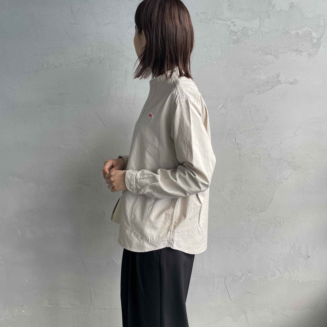 DANTON [ダントン] オックスフォード バンドカラーシャツ [DT-B0279SOX] OYSTER &&モデル身長：159cm 着用サイズ：36&&