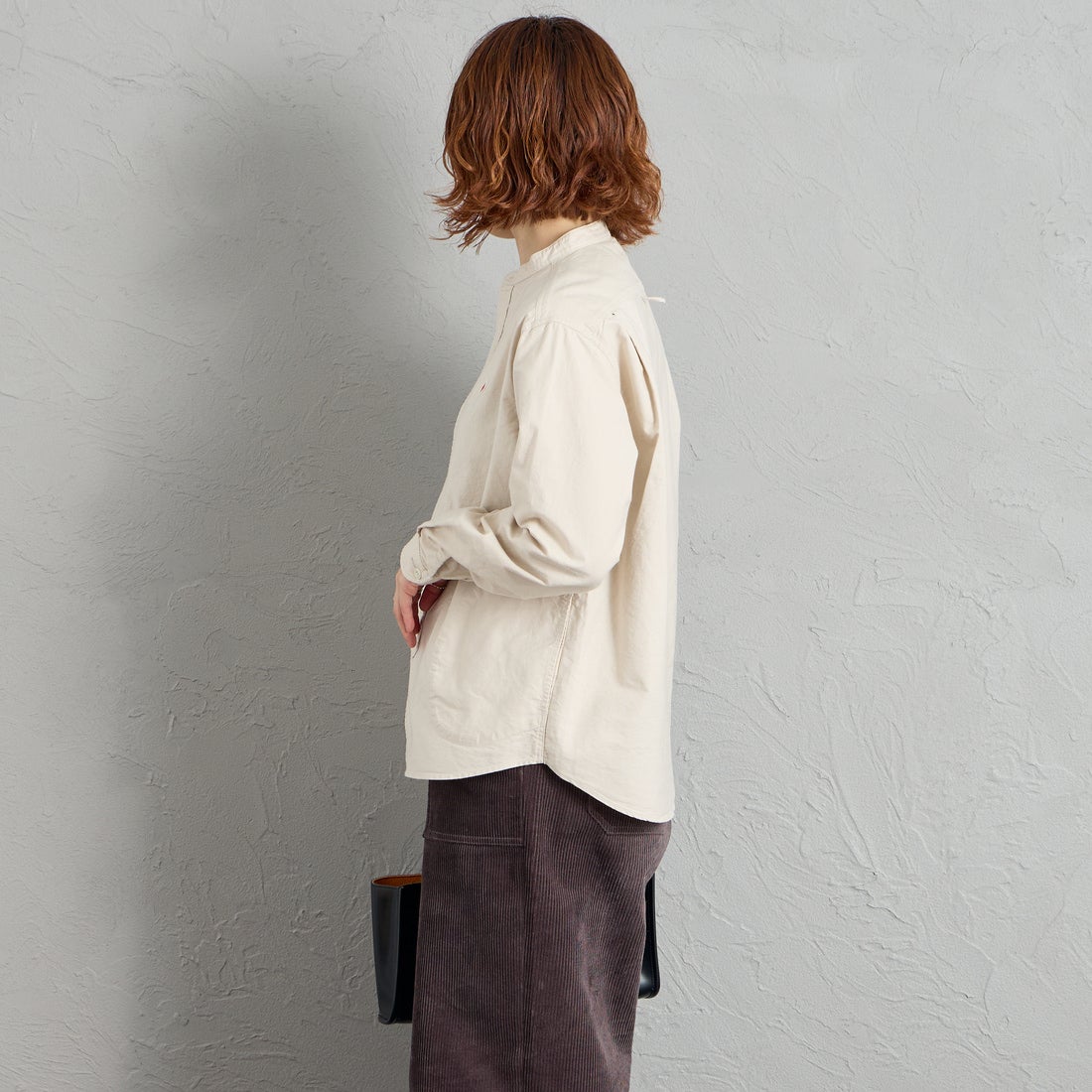 DANTON [ダントン] オックスフォード バンドカラーシャツ [DT-B0279SOX] OYSTER &&モデル身長：158cm 着用サイズ：36&&