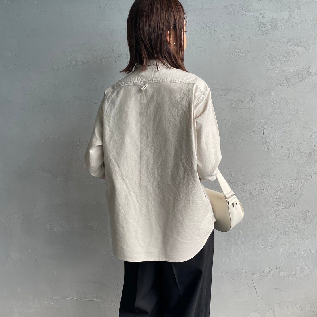 DANTON [ダントン] オックスフォード バンドカラーシャツ [DT-B0279SOX] OYSTER &&モデル身長：159cm 着用サイズ：36&&