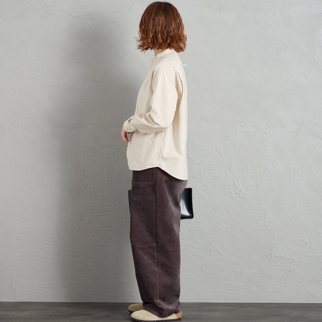 DANTON [ダントン] オックスフォード バンドカラーシャツ [DT-B0279SOX] OYSTER &&モデル身長：158cm 着用サイズ：36&&