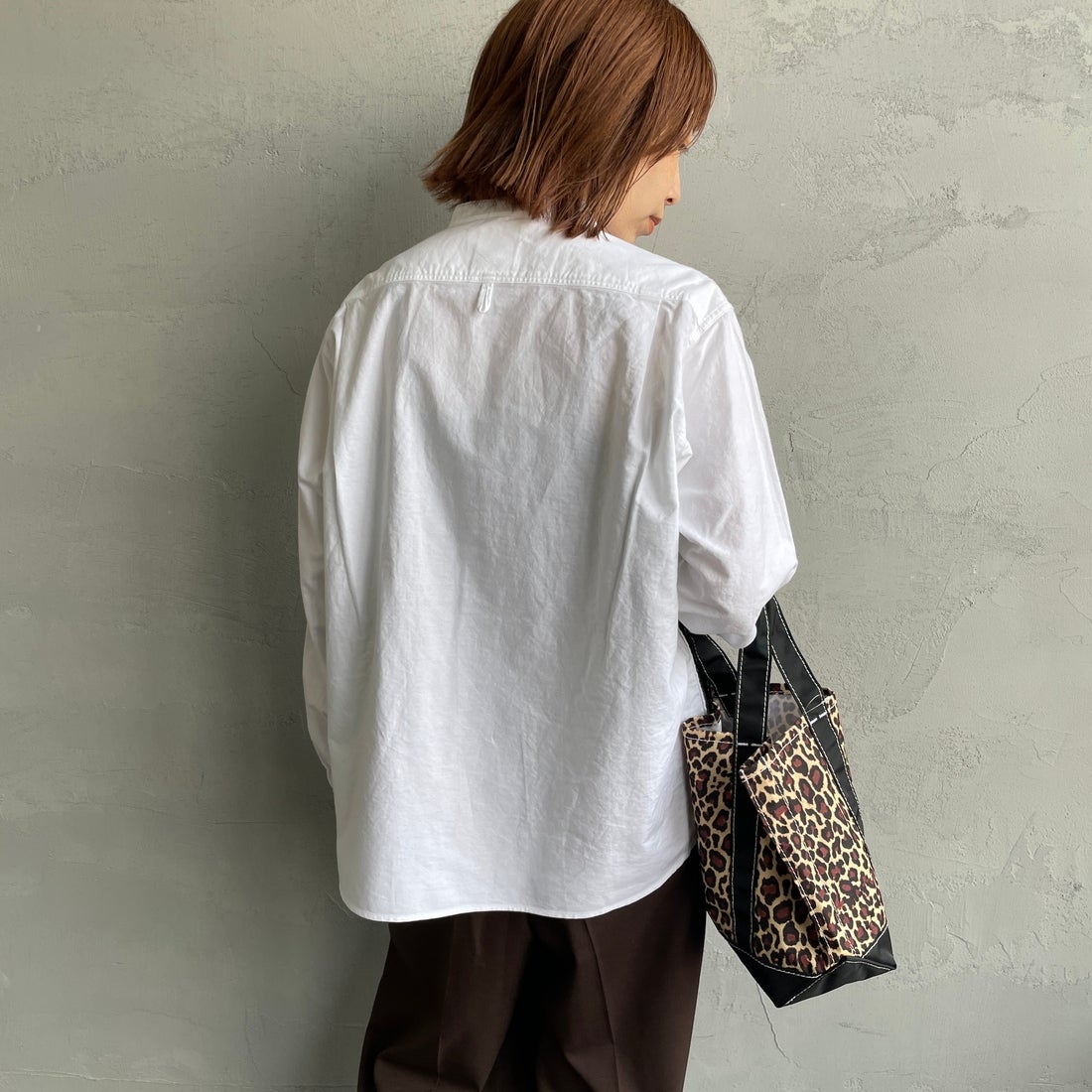 DANTON [ダントン] オックスフォード バンドカラーシャツ [DT-B0279SOX] WHITE &&モデル身長：158cm 着用サイズ：38&&