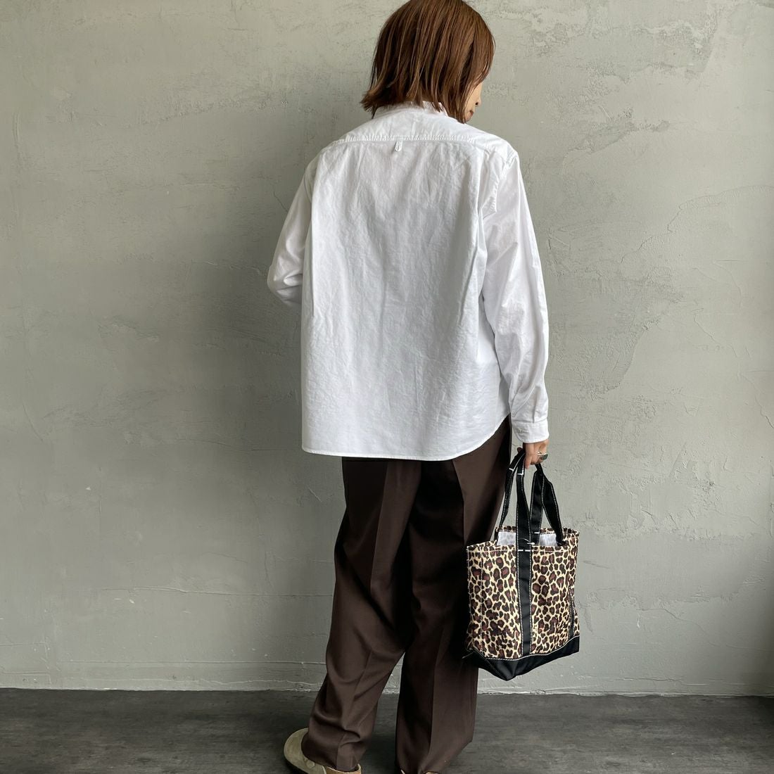 DANTON [ダントン] オックスフォード バンドカラーシャツ [DT-B0279SOX] WHITE &&モデル身長：158cm 着用サイズ：38&&