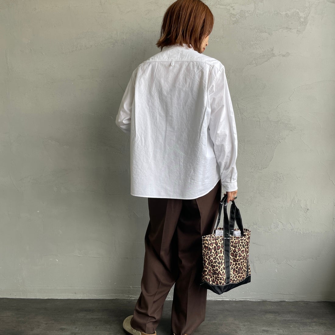 DANTON [ダントン] オックスフォード バンドカラーシャツ [DT-B0279SOX] WHITE &&モデル身長：158cm 着用サイズ：38&&