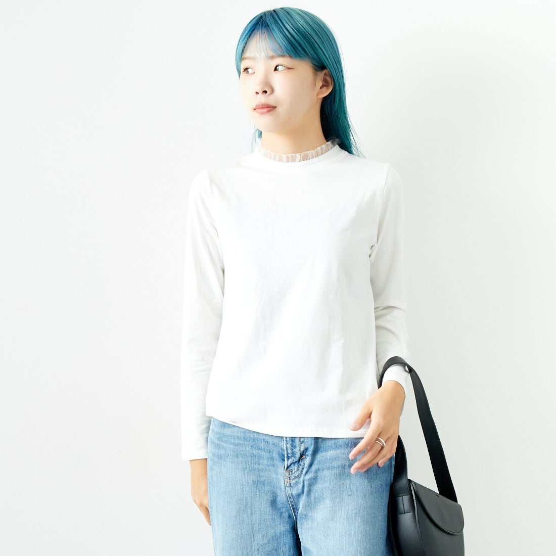 Jf Ready Made [ジェイエフレディメイド] フリルレースTシャツ [3005101] 104 ｵﾌﾎﾜｲﾄ &&モデル身長：167cm 着用サイズ：F&&