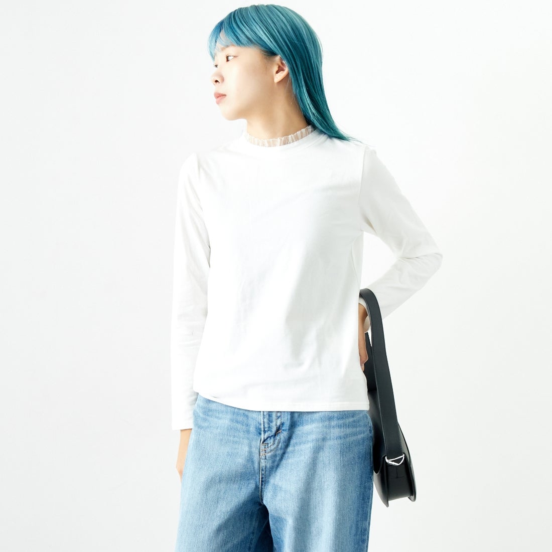 Jf Ready Made [ジェイエフレディメイド] フリルレースTシャツ [3005101] 104 ｵﾌﾎﾜｲﾄ &&モデル身長：167cm 着用サイズ：F&&