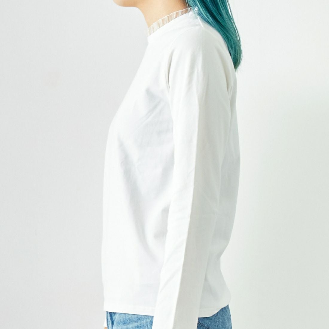 Jf Ready Made [ジェイエフレディメイド] フリルレースTシャツ [3005101] 104 ｵﾌﾎﾜｲﾄ &&モデル身長：167cm 着用サイズ：F&&