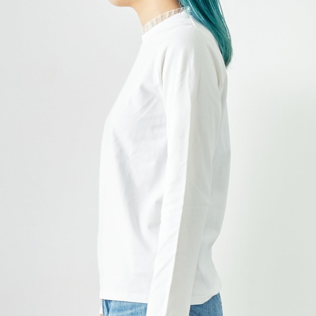 Jf Ready Made [ジェイエフレディメイド] フリルレースTシャツ [3005101] 104 ｵﾌﾎﾜｲﾄ &&モデル身長：167cm 着用サイズ：F&&