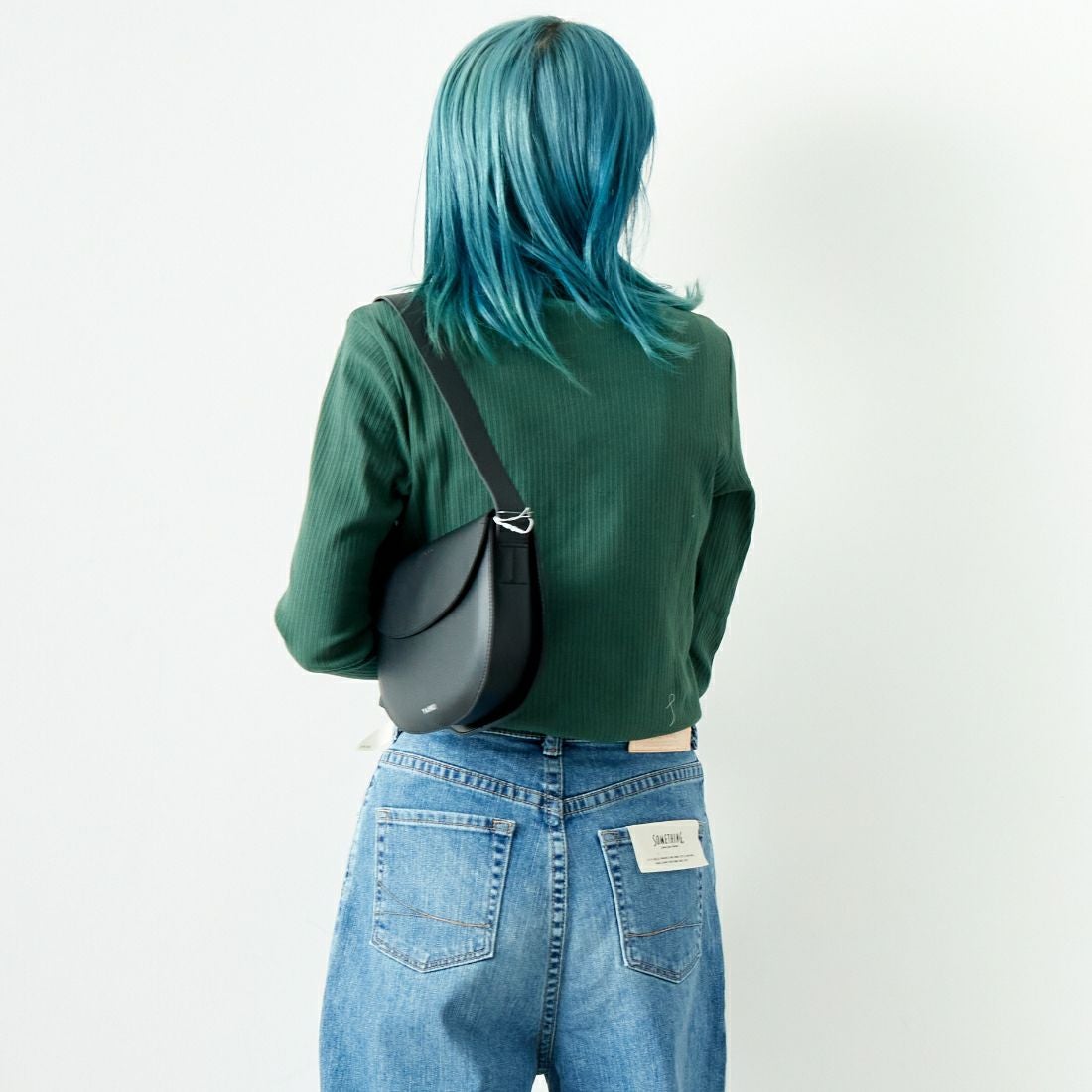 Jf Ready Made [ジェイエフレディメイド] ランダムテレコメローハイネックTシャツ [3005103] 401 ｸﾞﾘｰﾝ &&モデル身長：167cm 着用サイズ：F&&