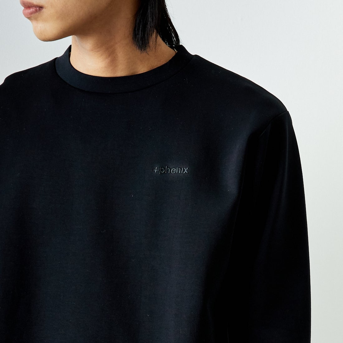 +phenix [プラスフェニックス] 別注 ダンボールニット クルーネックスウェット [POO-24039IN-JF] BLACK