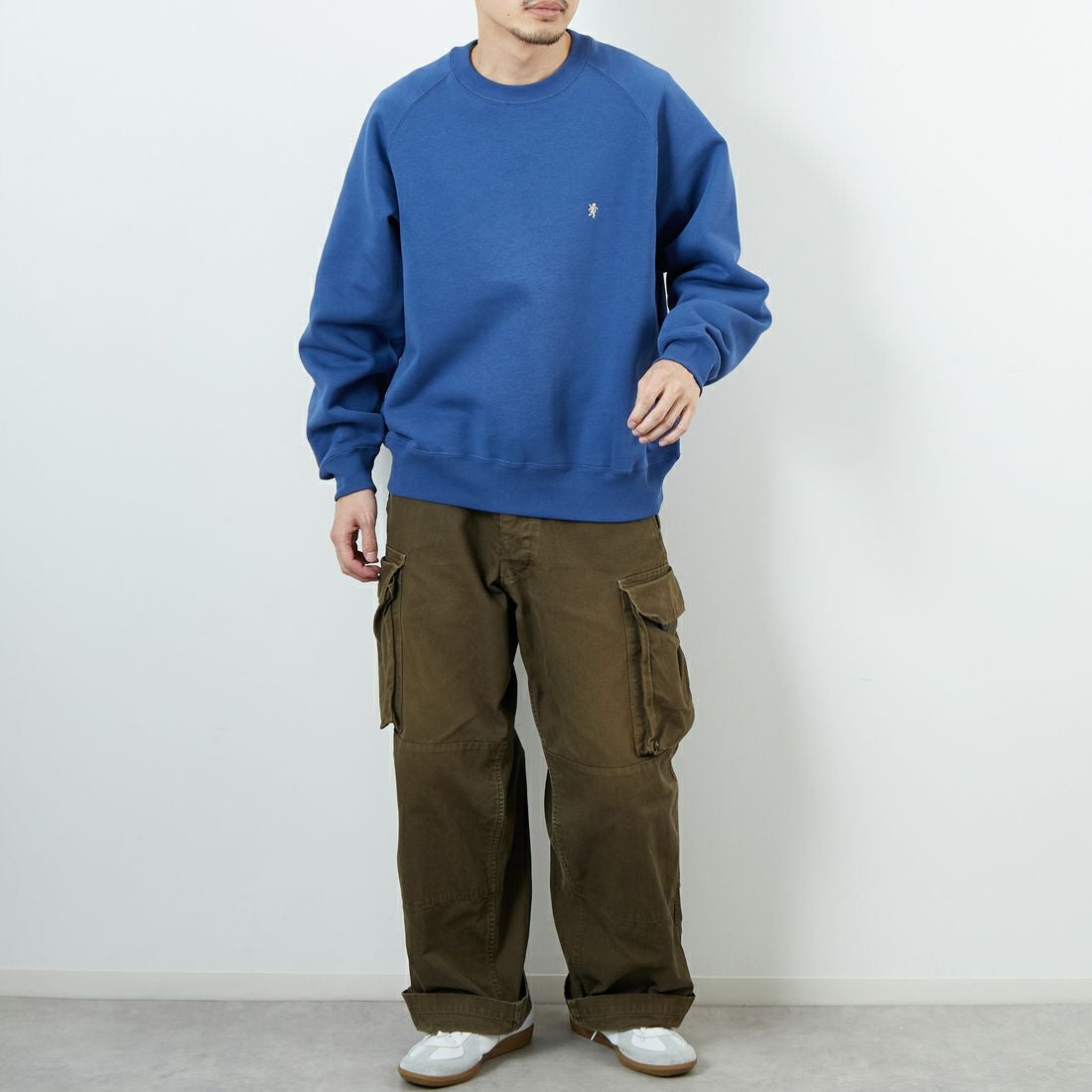 Gymphlex [ジムフレックス] スウィングスリーブ クルーネックスウェット [GY-C0292TCF] LT.BLUE &&モデル身長：168cm 着用サイズ：M&&