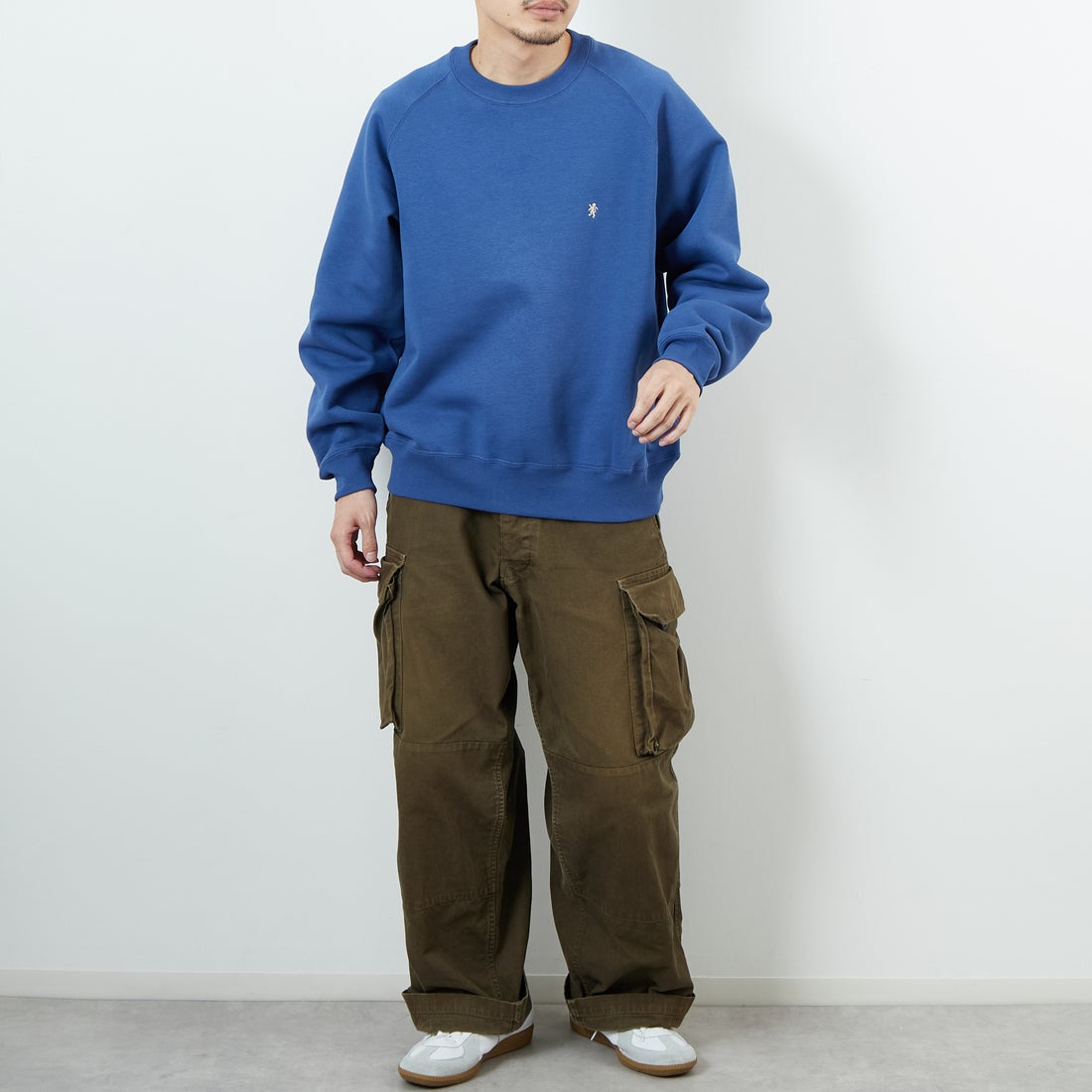 Gymphlex [ジムフレックス] スウィングスリーブ クルーネックスウェット [GY-C0292TCF] LT.BLUE &&モデル身長：168cm 着用サイズ：M&&