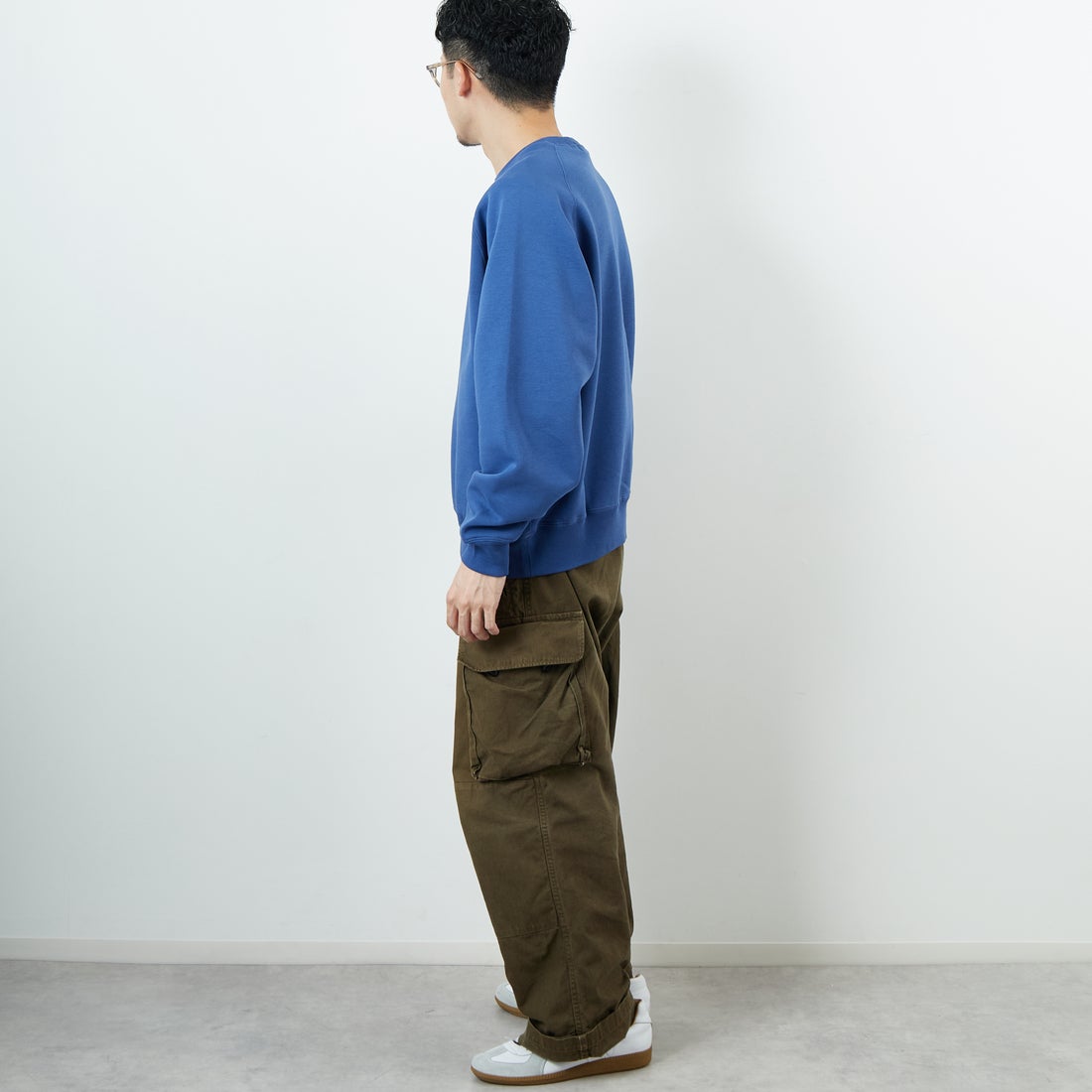 Gymphlex [ジムフレックス] スウィングスリーブ クルーネックスウェット [GY-C0292TCF] LT.BLUE &&モデル身長：168cm 着用サイズ：M&&