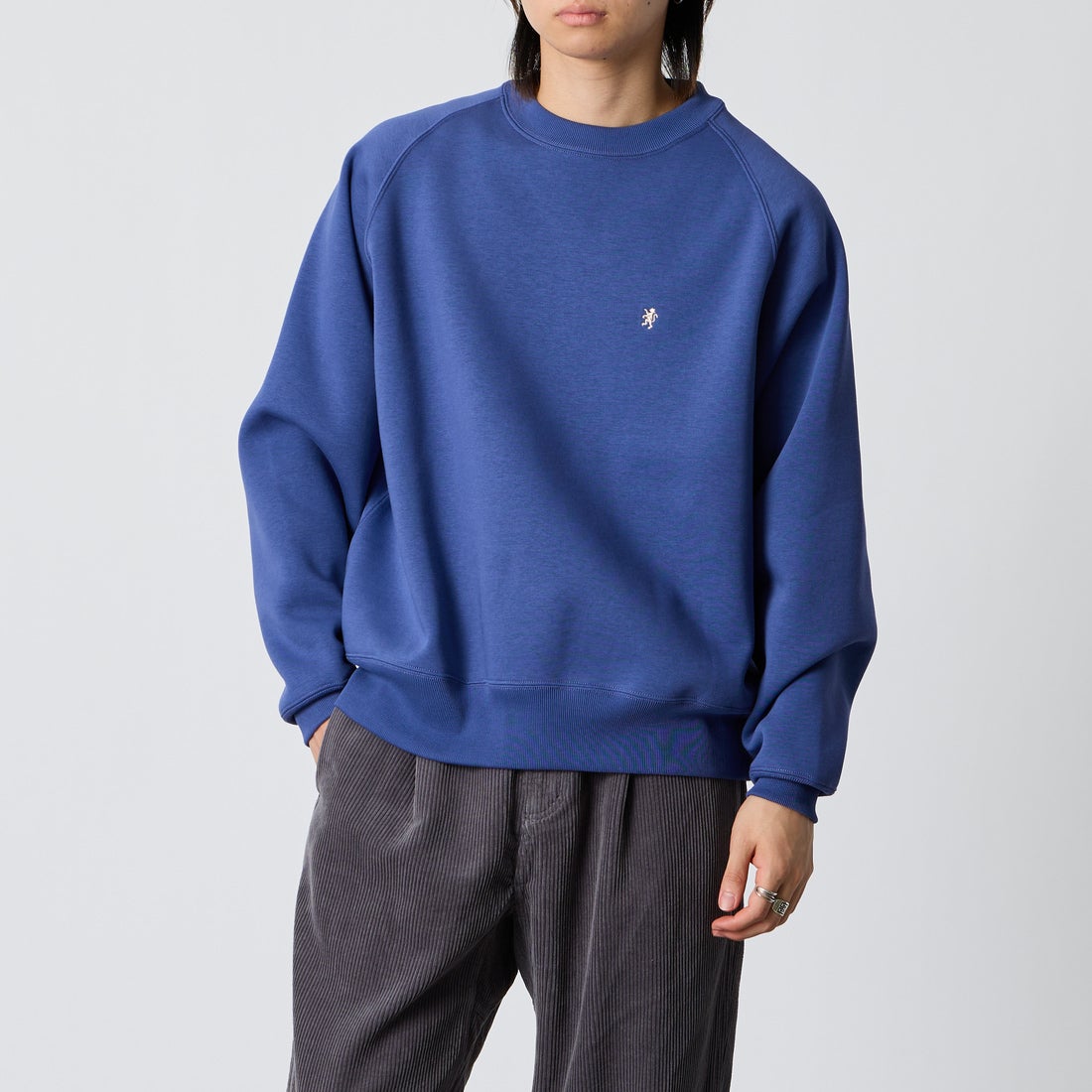 Gymphlex [ジムフレックス] スウィングスリーブ クルーネックスウェット [GY-C0292TCF] LT.BLUE &&モデル身長：177cm 着用サイズ：M&&