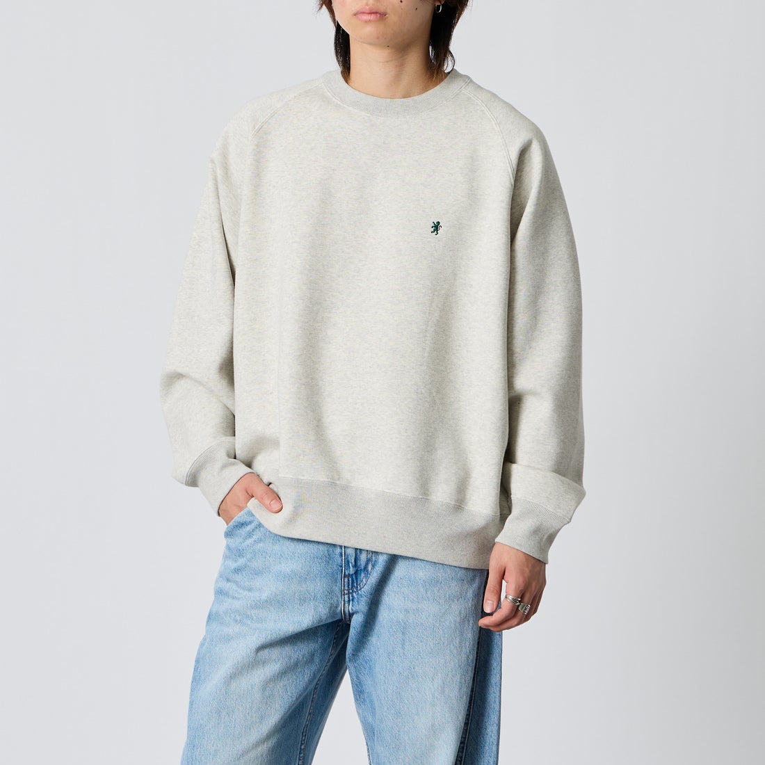 Gymphlex [ジムフレックス] スウィングスリーブ クルーネックスウェット [GY-C0292TCF] TOP GREY &&モデル身長：177cm 着用サイズ：L&&