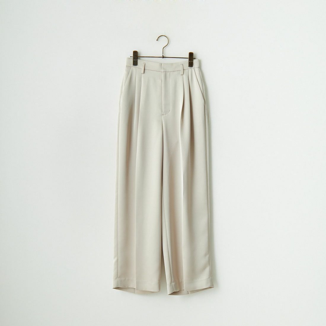 ma couleur [マ クルール] シルキーサテン ダブルクロスタックワイドパンツ [J-4659] 810 BEIGE