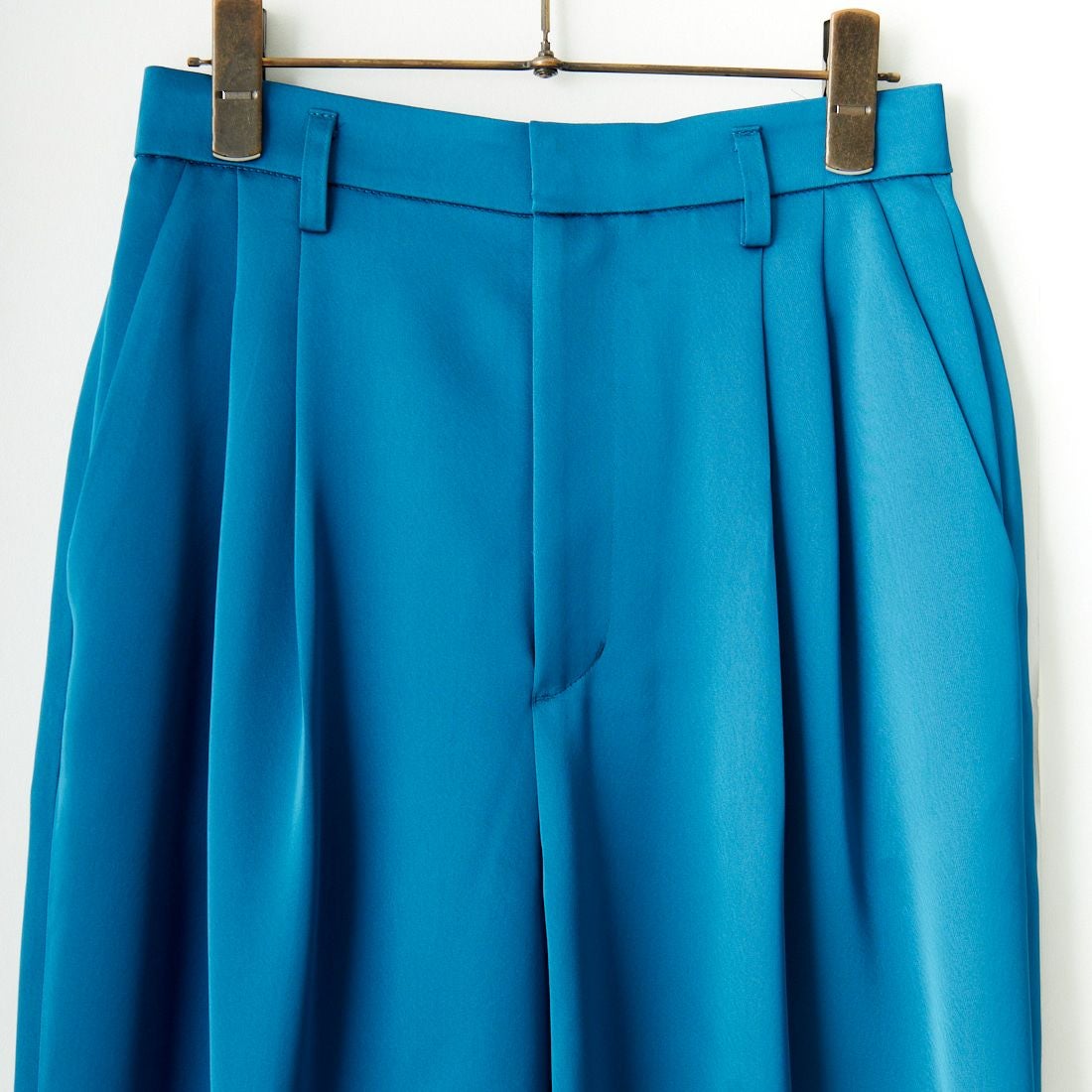 ma couleur [マ クルール] シルキーサテン ダブルクロスタックワイドパンツ [J-4659] 620 CERULE