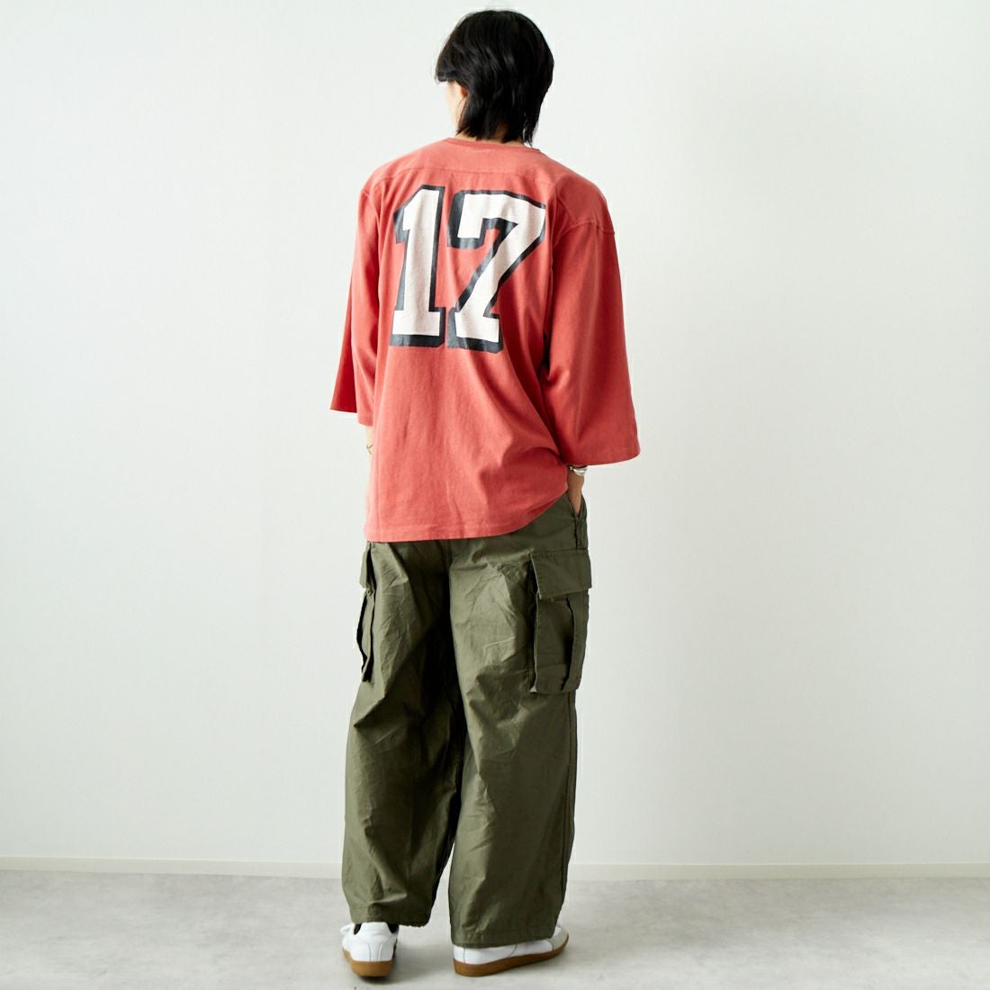 JACKSON MATISSE [ジャクソンマティス] 17 フットボールTシャツ [JM24AW002] RED &&モデル身長：179cm 着用サイズ：L&&