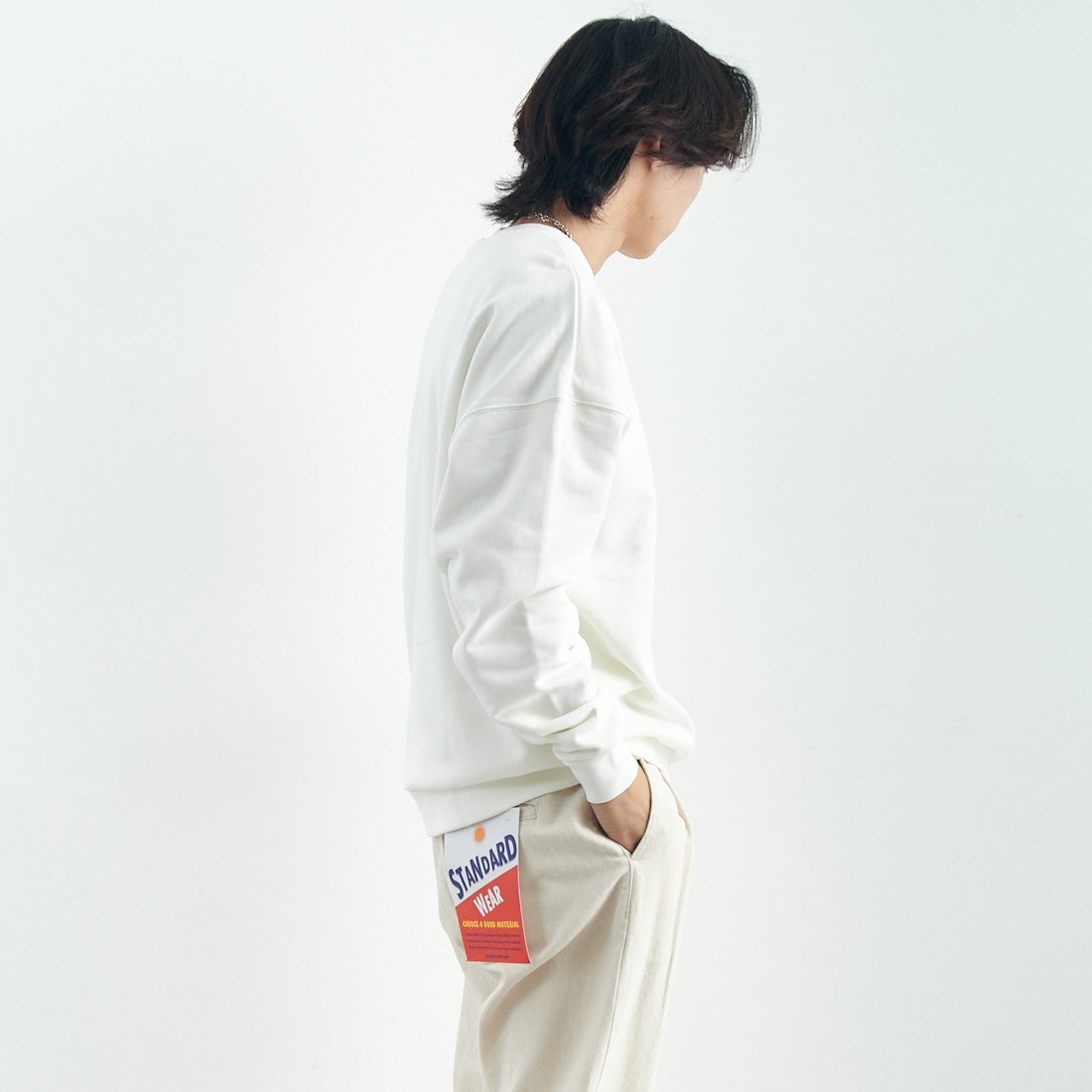 NIKE [ナイキ] クラブフリース クルーネックスウェット [HJ1820] 133 ｾｲﾙ/ｾｲ &&モデル身長：179cm 着用サイズ：M&&