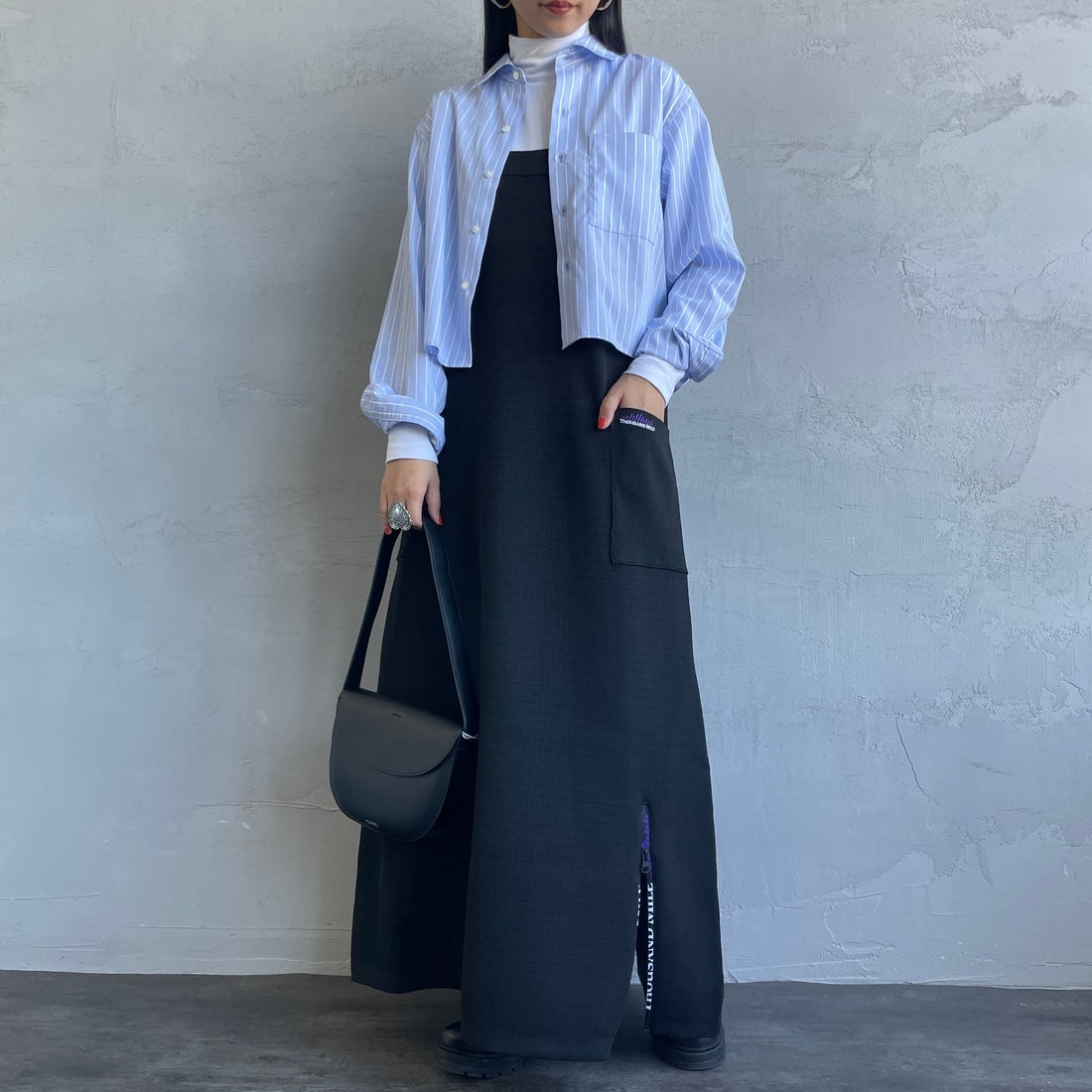 09 BLACK&&モデル身長：156cm 着用サイズ：F&&