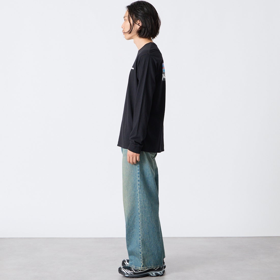 patagonia [パタゴニア] メンズ ロングスリーブ P-6ロゴ レスポンシビリティーTシャツ [38518] BLK &&モデル身長：175cm 着用サイズ：S&&