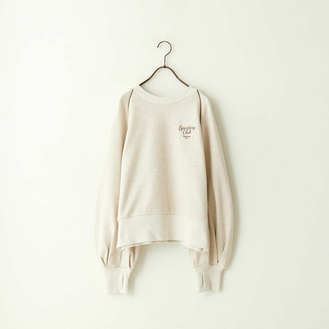 Americana × JEANS FACTORY [アメリカーナ × ジーンズファクトリー] 別注 ボリュームスリーブ ワンポイントロゴ刺繍ラグランスウェット [ASO-746-1-JF] ｵｰﾄﾐｰﾙ