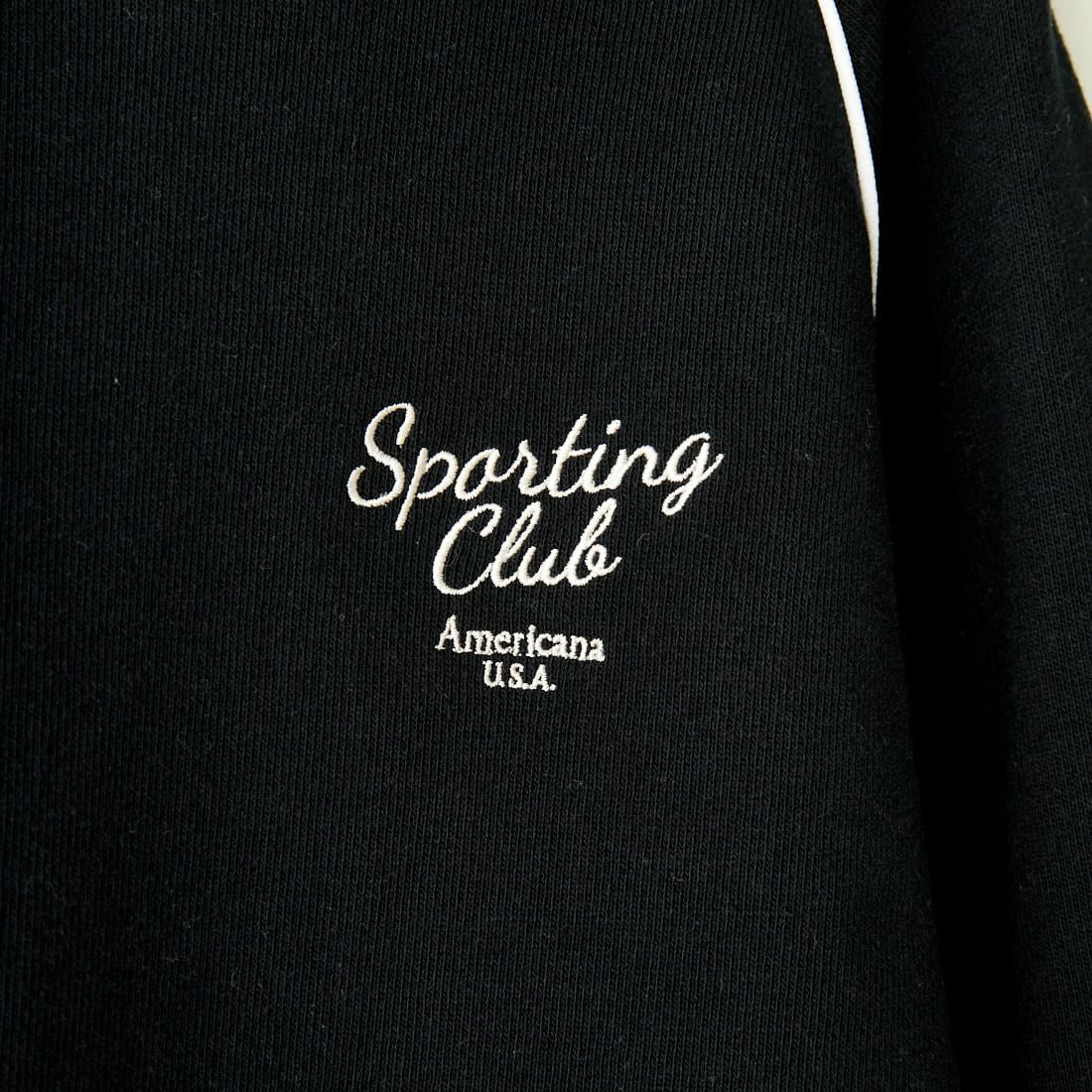 Americana × JEANS FACTORY [アメリカーナ × ジーンズファクトリー] 別注 ボリュームスリーブ ワンポイントロゴ刺繍ラグランスウェット [ASO-746-1-JF] ﾌﾞﾗｯｸ