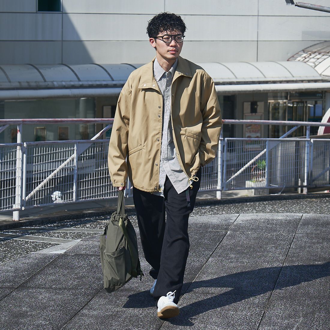 GRAMiCCi [グラミチ] 別注 ウールライク エブリデイパンツ [GUP4-F1024-JF] BLACK &&モデル身長：168cm 着用サイズ：L&&