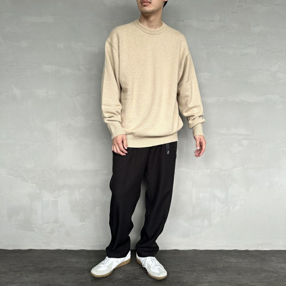 GRAMiCCi [グラミチ] 別注 ウールライク エブリデイパンツ [GUP4-F1024-JF] BLACK &&モデル身長：168cm 着用サイズ：M&&