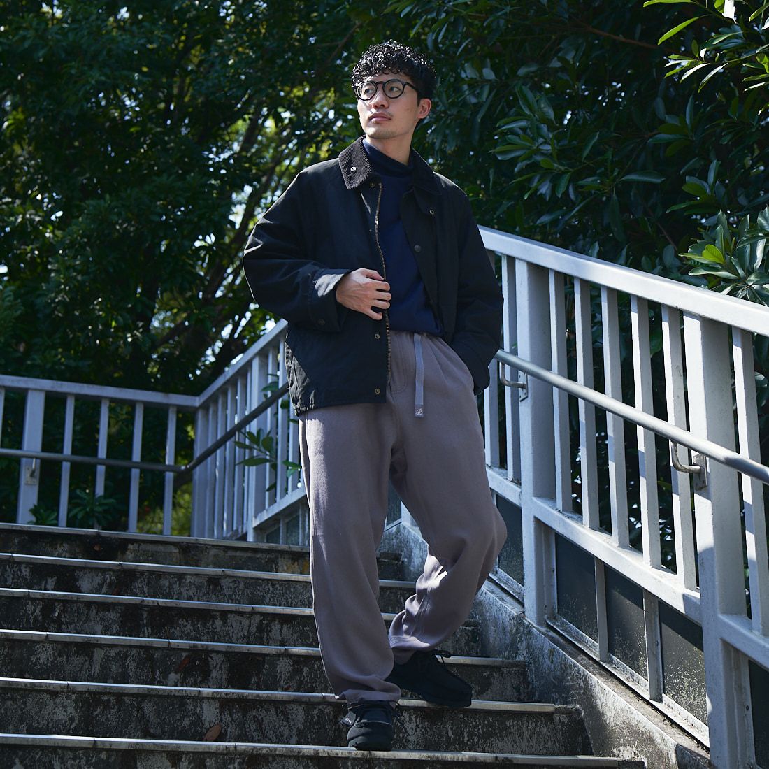 GRAMiCCi [グラミチ] 別注 ウールライク エブリデイパンツ [GUP4-F1024-JF] GRAY &&モデル身長：168cm 着用サイズ：L&&