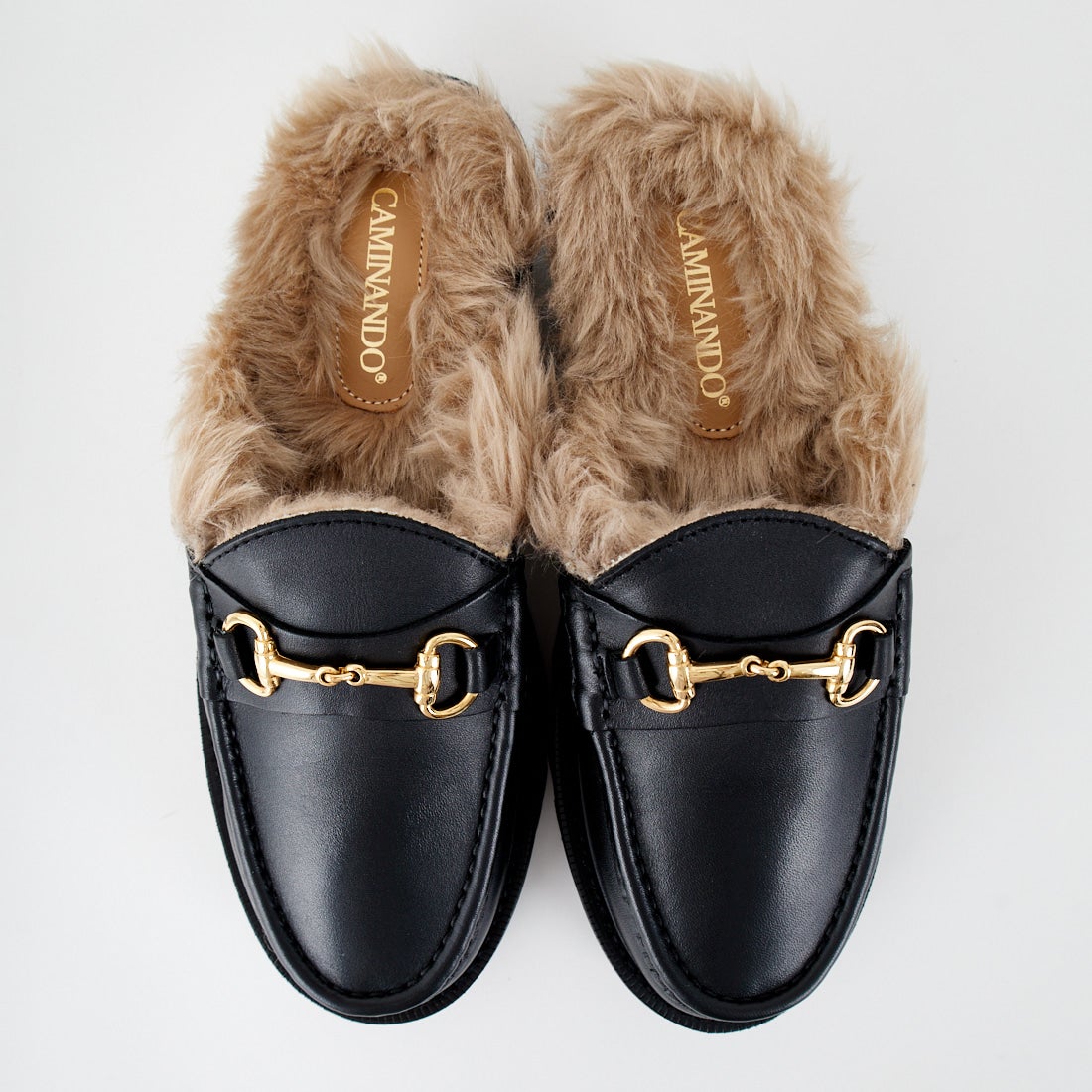 Caminando [カミナンド] ファービット付き フラットシューズ [22115W] BLACK