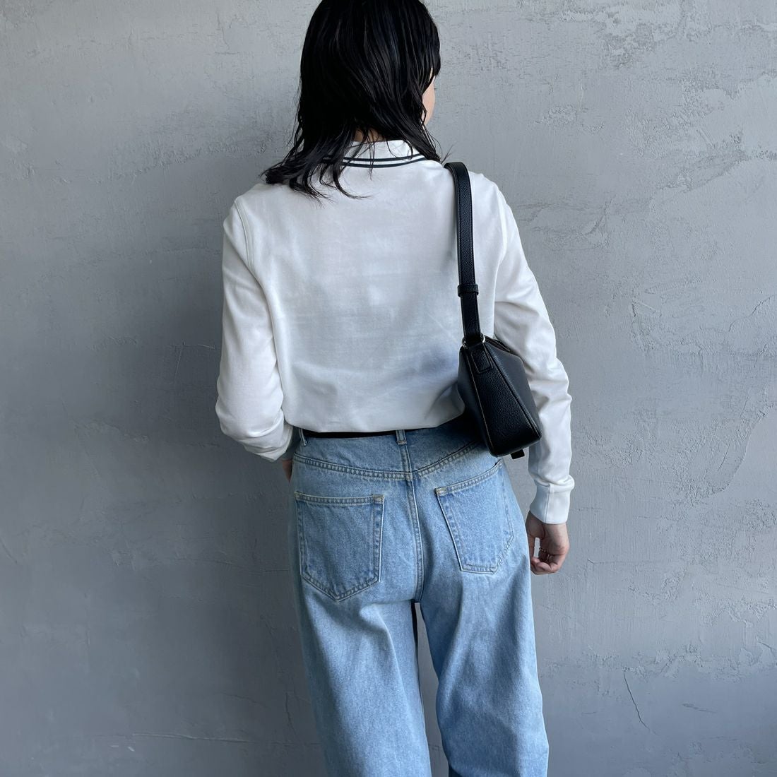 FRED PERRY [フレッドペリー] ツインティップライン ロングスリーブポロシャツ [G3636] Z78 SNOW W &&モデル身長：160cm 着用サイズ：10&&