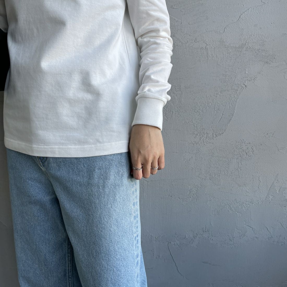 FRED PERRY [フレッドペリー] ツインティップライン ロングスリーブポロシャツ [G3636] Z78 SNOW W &&モデル身長：160cm 着用サイズ：10&&