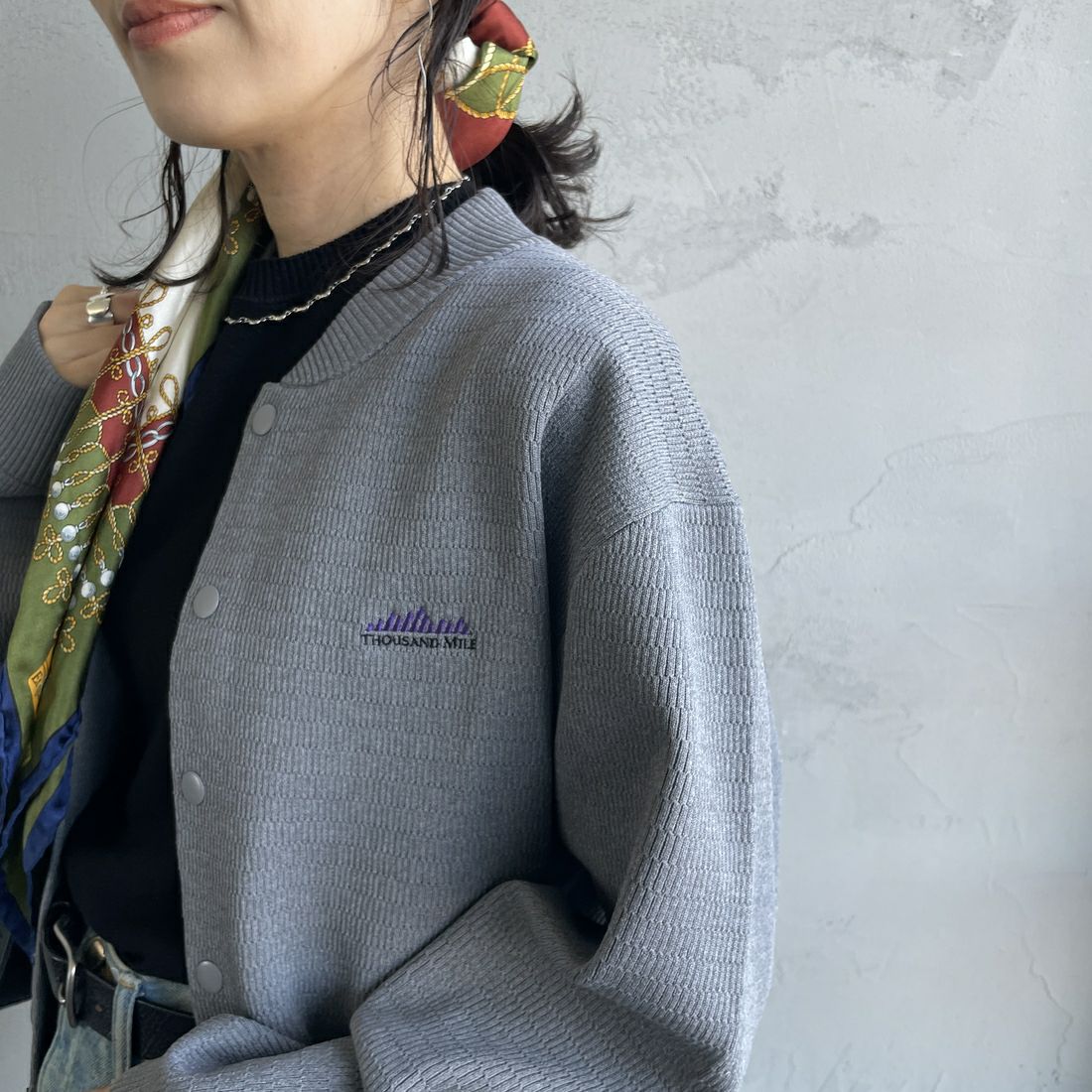 THOUSAND MILE [サウザンド マイル] 別注 ハニカムニットブルゾン [TM242PK50340-JF] 15 MD.GRAY