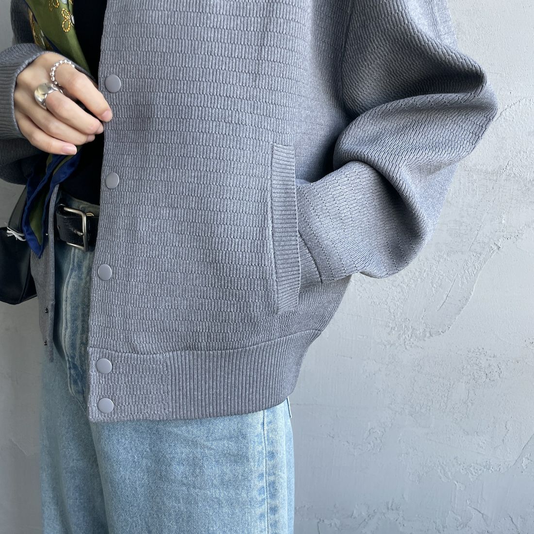 THOUSAND MILE [サウザンド マイル] 別注 ハニカムニットブルゾン [TM242PK50340-JF] 15 MD.GRAY