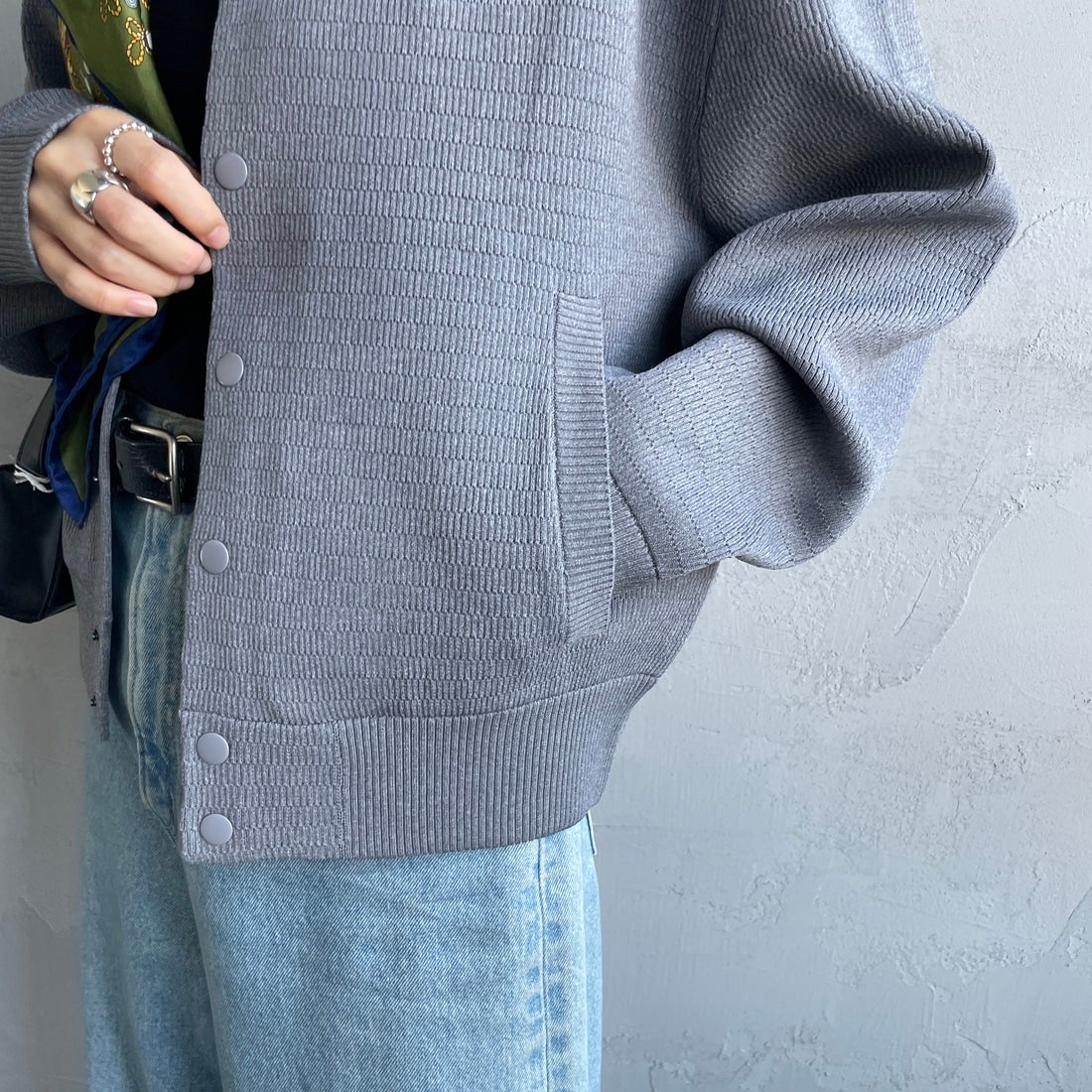 THOUSAND MILE [サウザンド マイル] 別注 ハニカムニットブルゾン [TM242PK50340-JF] 15 MD.GRAY