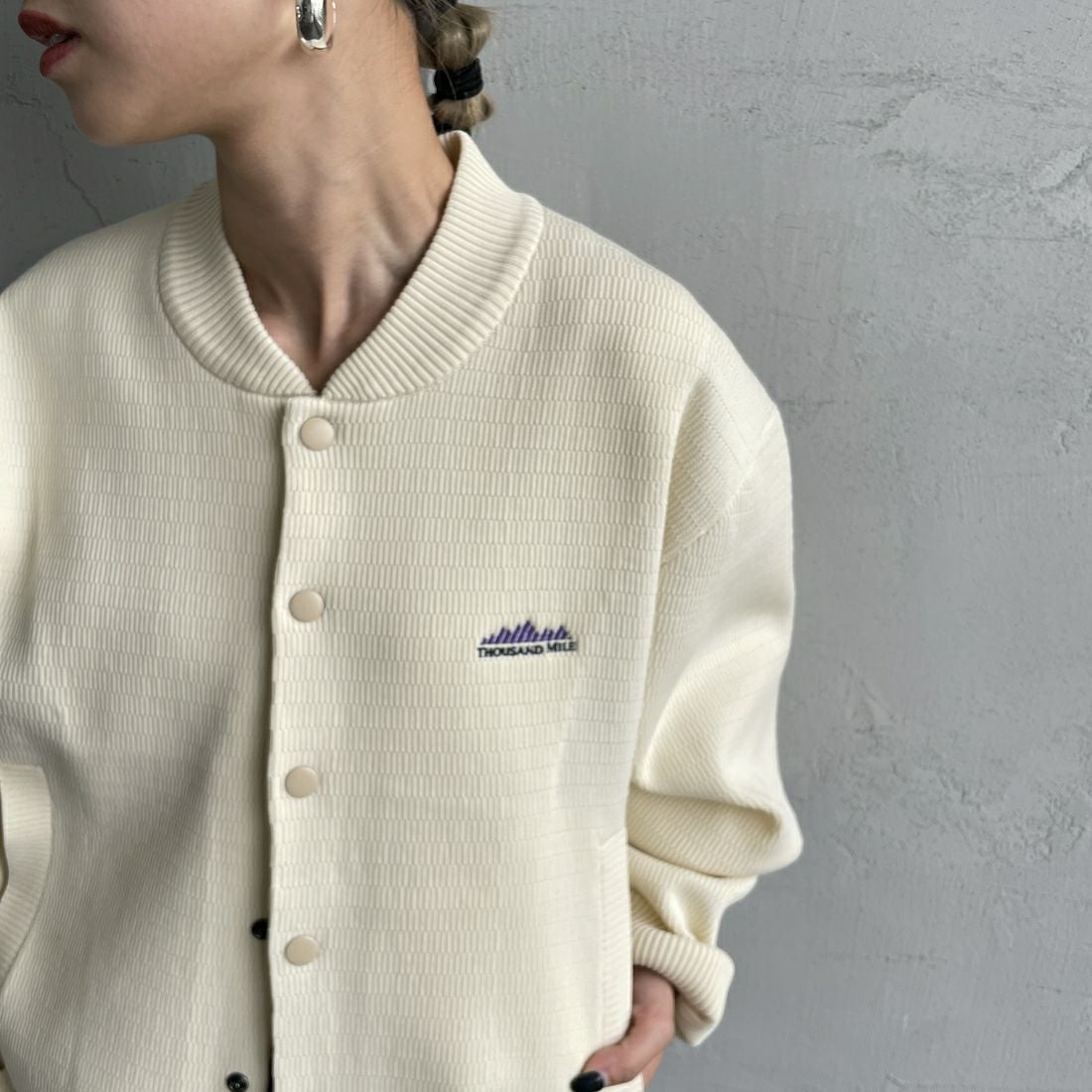 THOUSAND MILE [サウザンド マイル] 別注 ハニカムニットブルゾン [TM242PK50340-JF] 01 KINARI