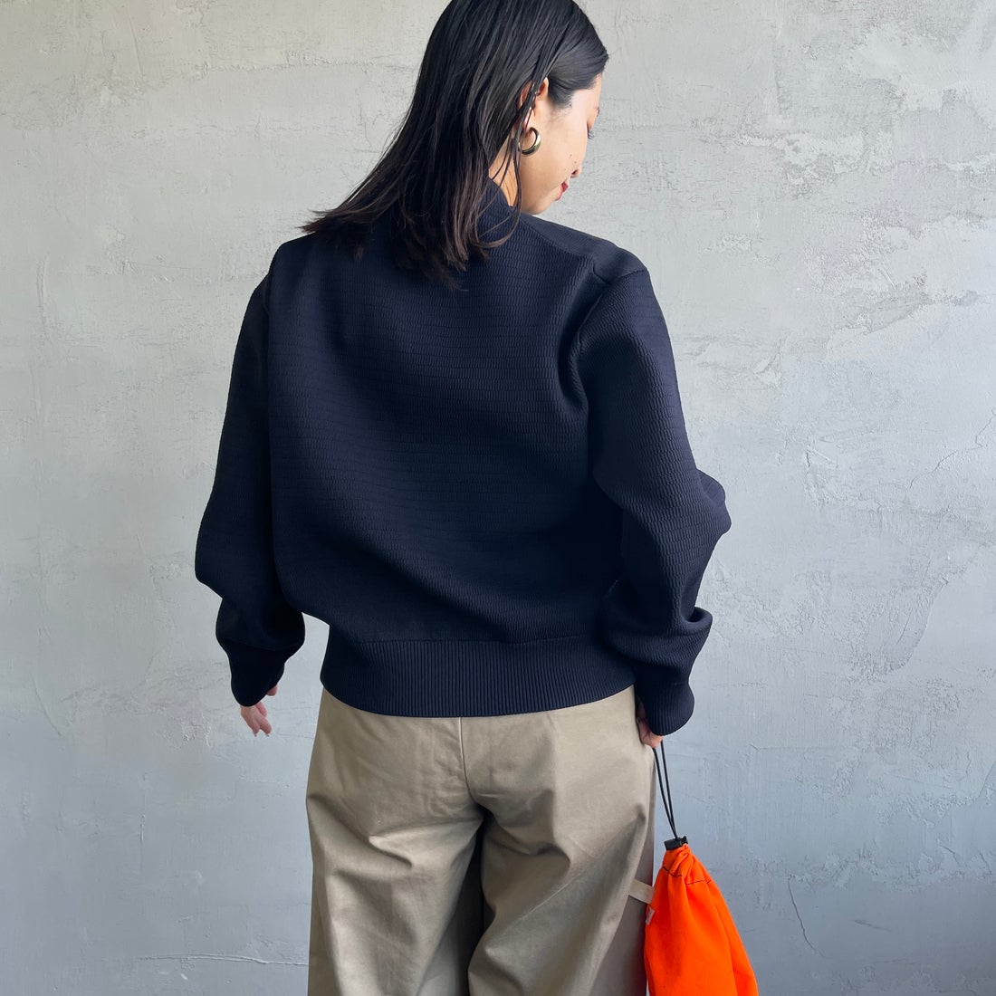 THOUSAND MILE [サウザンド マイル] 別注 ハニカムニットブルゾン [TM242PK50340-JF] 79ANAVY&&モデル身長：163cm 着用サイズ：F&&