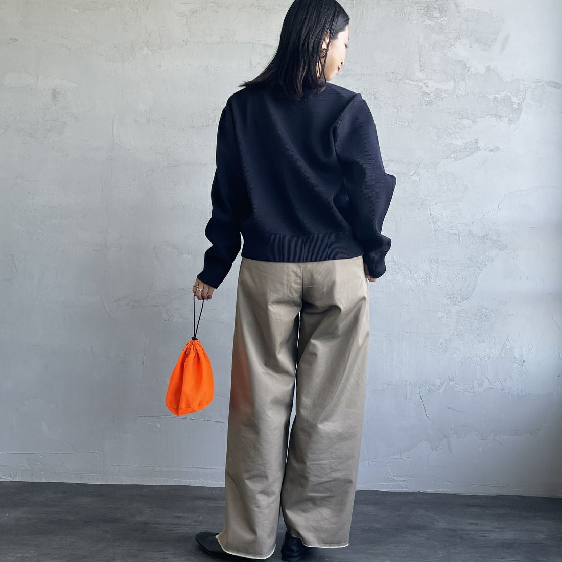 THOUSAND MILE [サウザンド マイル] 別注 ハニカムニットブルゾン [TM242PK50340-JF] 79ANAVY&&モデル身長：163cm 着用サイズ：F&&