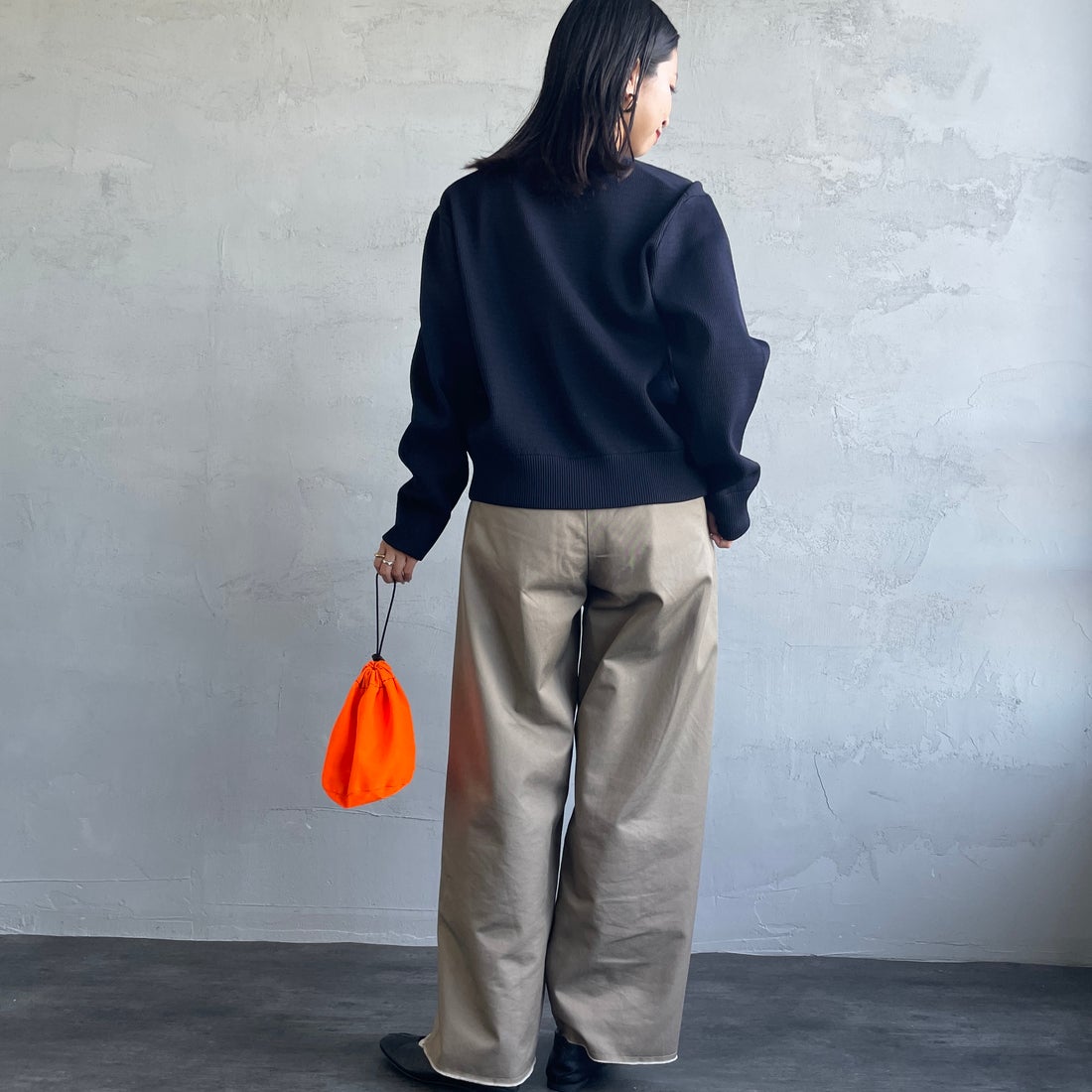 THOUSAND MILE [サウザンド マイル] 別注 ハニカムニットブルゾン [TM242PK50340-JF] 79ANAVY&&モデル身長：163cm 着用サイズ：F&&