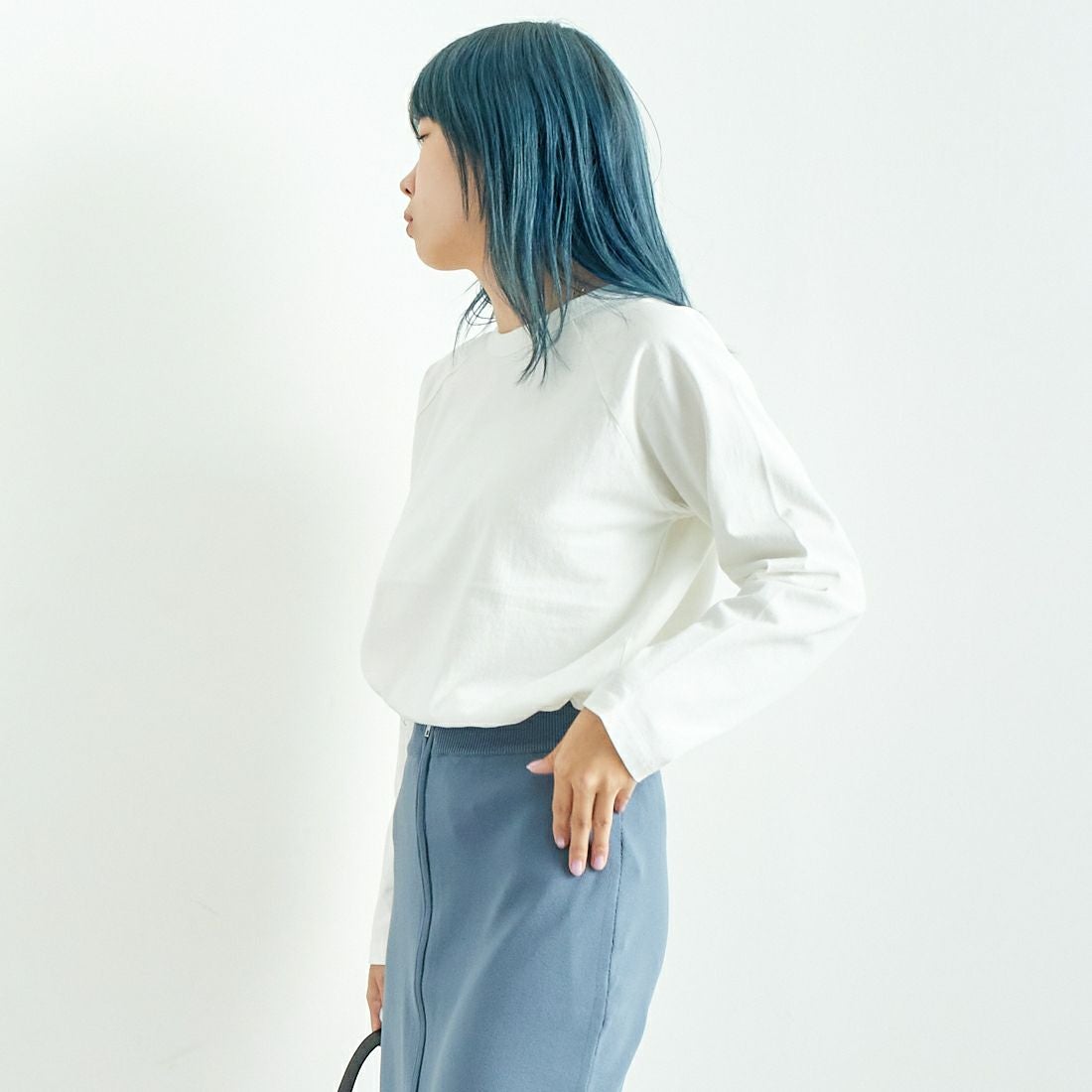 Jf Ready Made [ジェイエフレディメイド] USAコットン ロングスリーブTシャツ [JFS-C011] O.WHITE &&モデル身長：167cm 着用サイズ：2&&