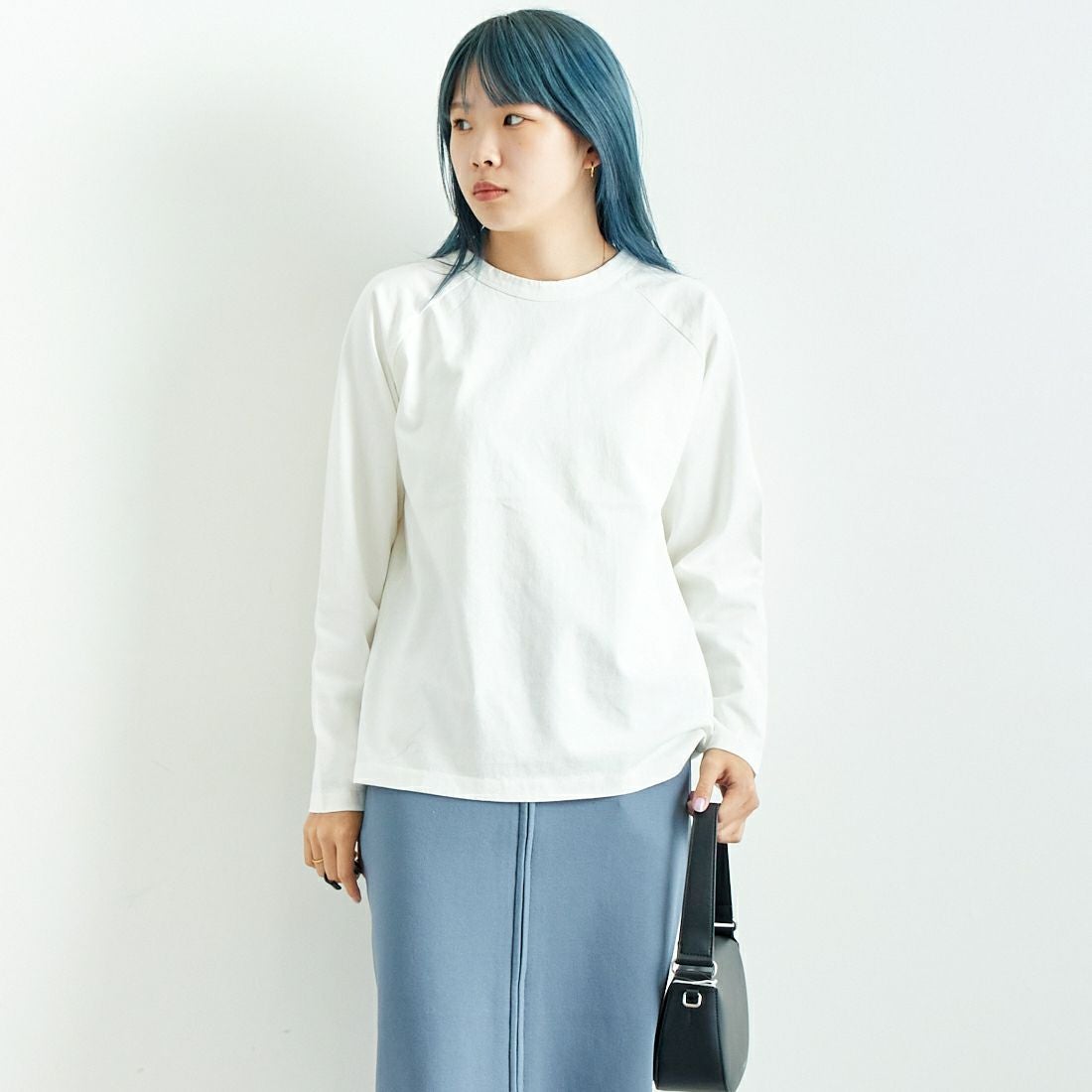 Jf Ready Made [ジェイエフレディメイド] USAコットン ロングスリーブTシャツ [JFS-C011] O.WHITE &&モデル身長：167cm 着用サイズ：2&&