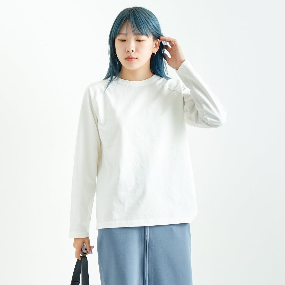 Jf Ready Made [ジェイエフレディメイド] USAコットン ロングスリーブTシャツ [JFS-C011] O.WHITE &&モデル身長：167cm 着用サイズ：2&&
